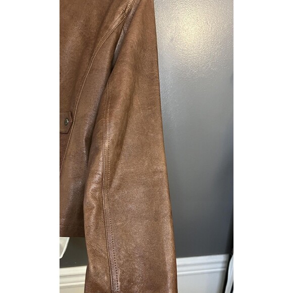 A.n.a Leather Jacket Womens Medium Brown Genuine Leather Zip Front Moto - Picture 11 of 15
